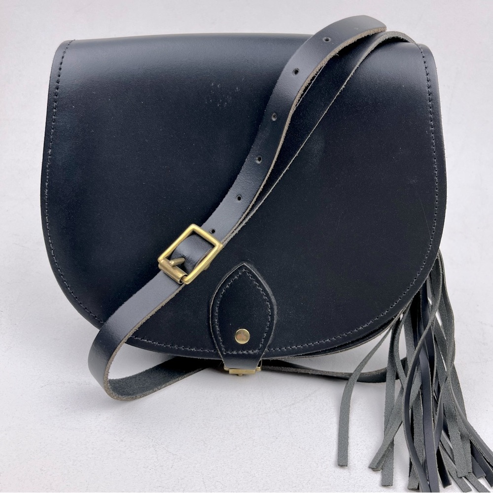 Leather Saddle Bag with Leather Tassel Jalal Leather Designs